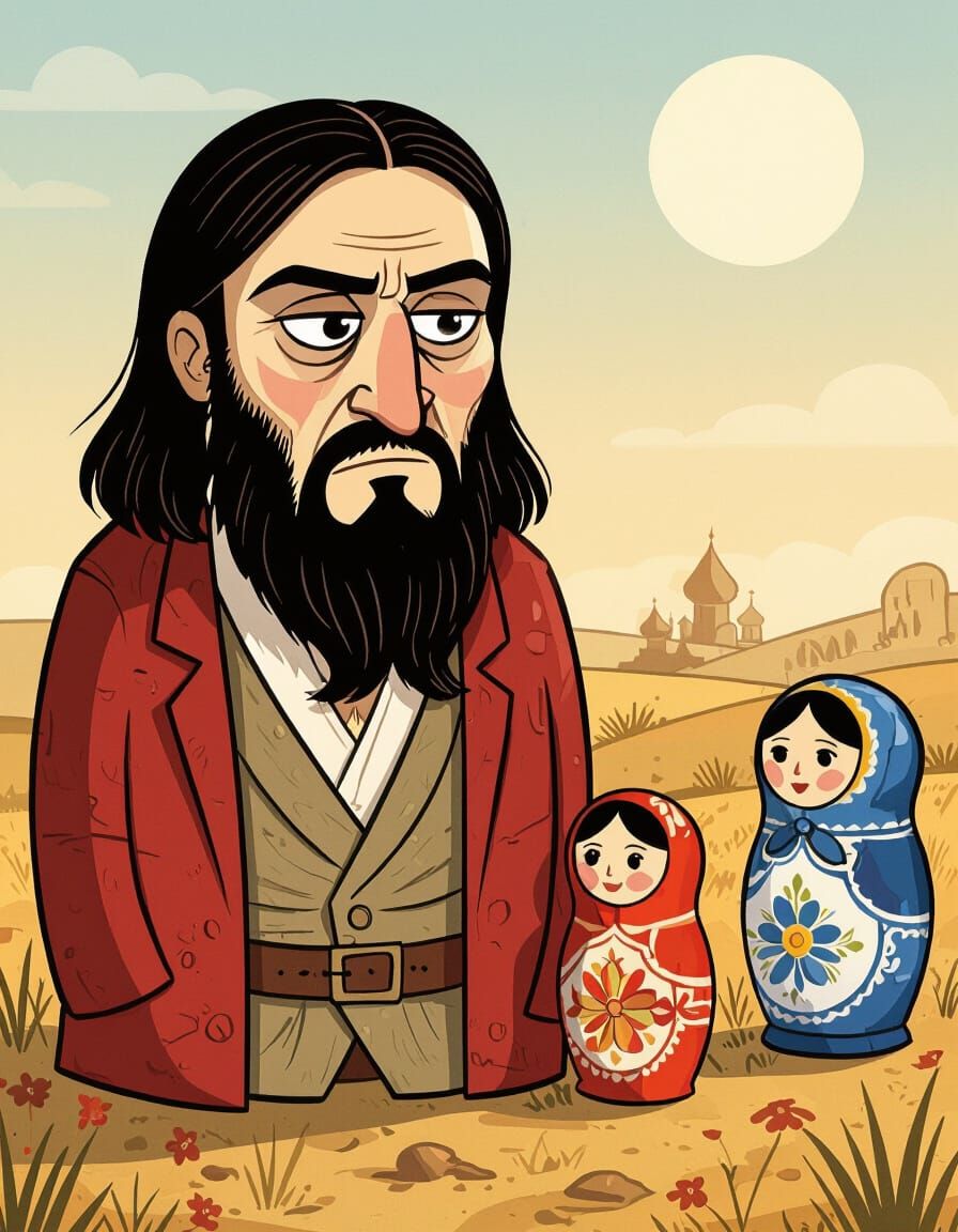 Rasputin Grumpy Stick-Figure Guy Matryoshka Skulks in Empty ...