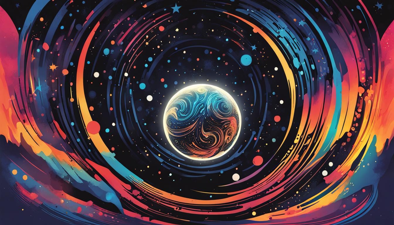 Glowing Sphere Cartoon Poster in Whimsical Style