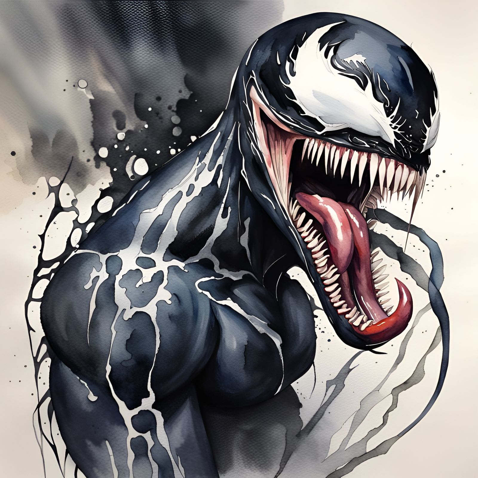 Realistic Watercolor Painting of Powerful Venom