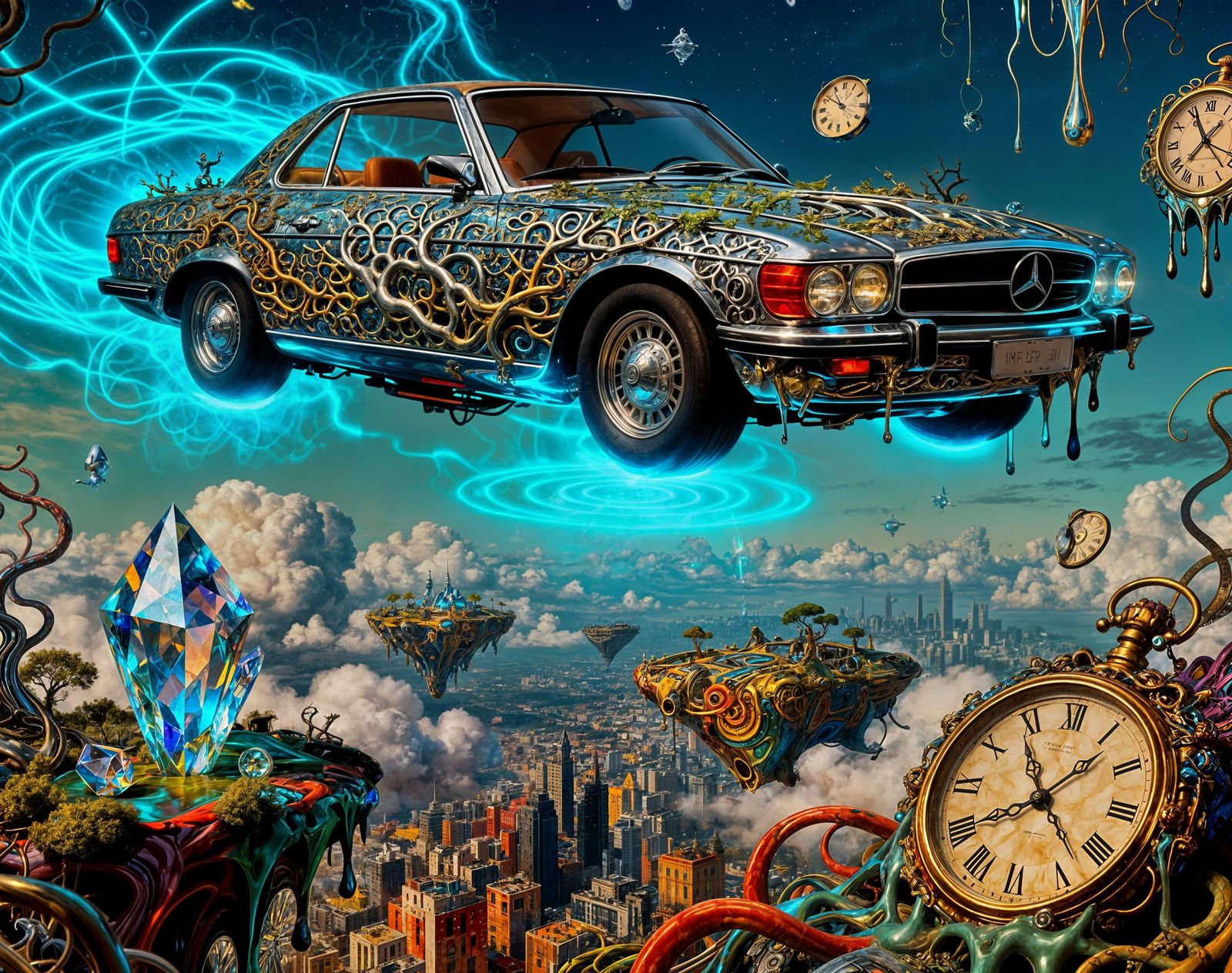 Surreal Teleporting Flying Car for First-Time Buyer