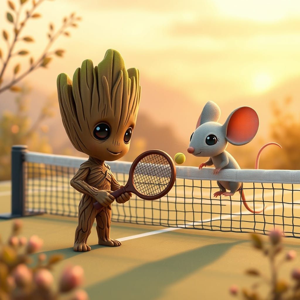 Baby Groot Playing Pickleball