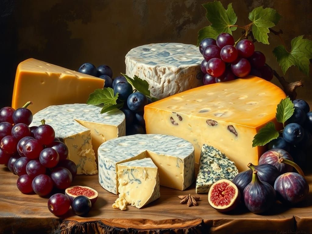 Artistic Portraits of Various Cheeses