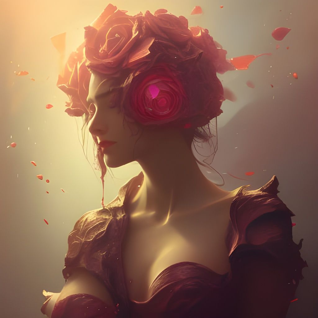 Dragon Rose Portrait in Art Nouveau Style