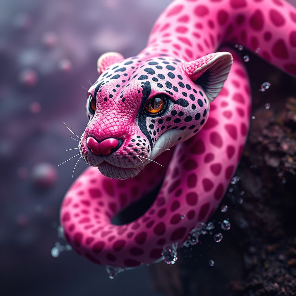 Fantastical Pink Cheetah Snake in Detailed Matte Painting