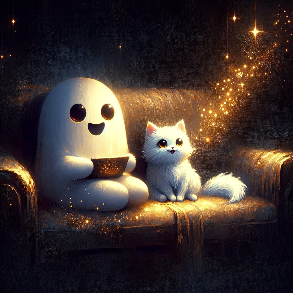 Ghost and Cat Movie Night: Fantasy Matte Painting