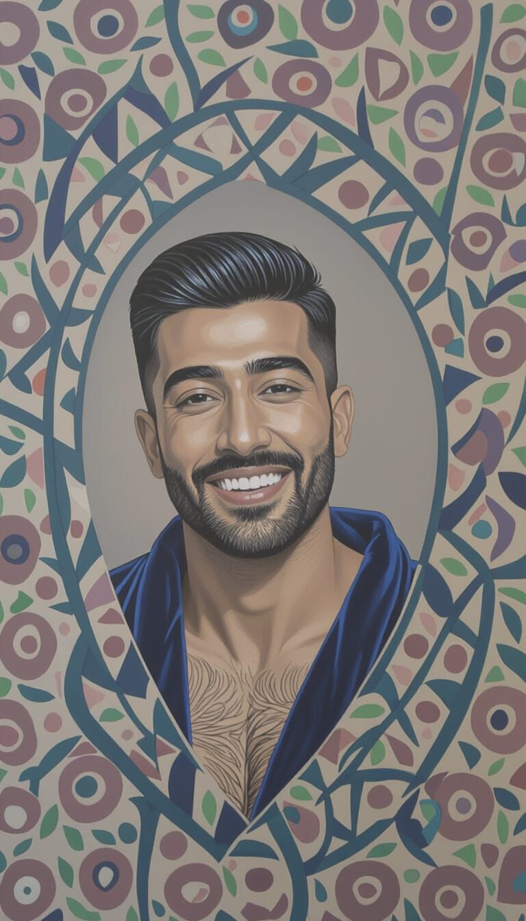 Handsome Man in Velvet Robe: Digital Painting Masterpiece