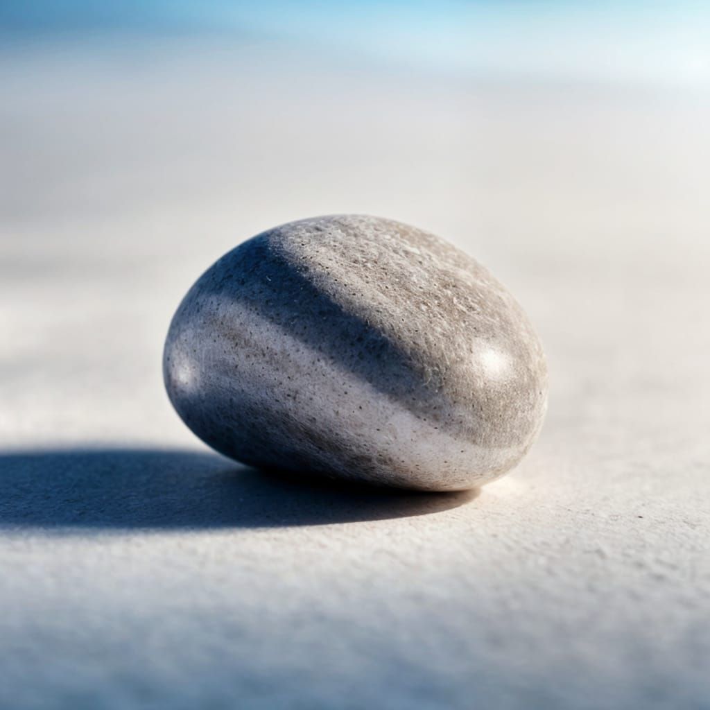 single giant pebble on a white background