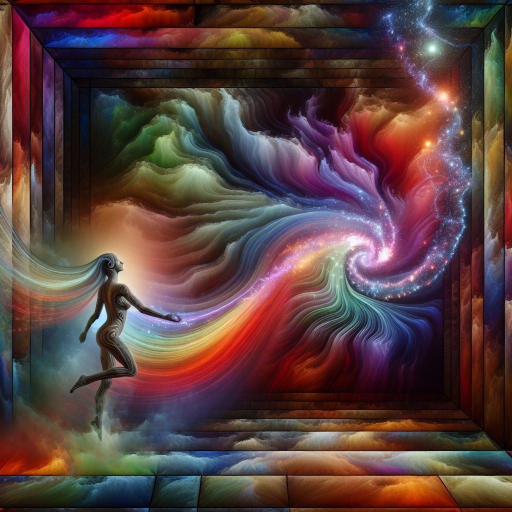 Cosmic Portal Opens with Dancing Woman in Velvet Style