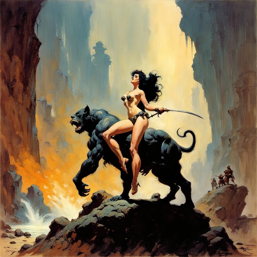 Heroic Barbarian in Frank Frazetta Style
