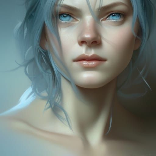 Woman with Ice Blue Eyes: Hyperdetailed Portrait