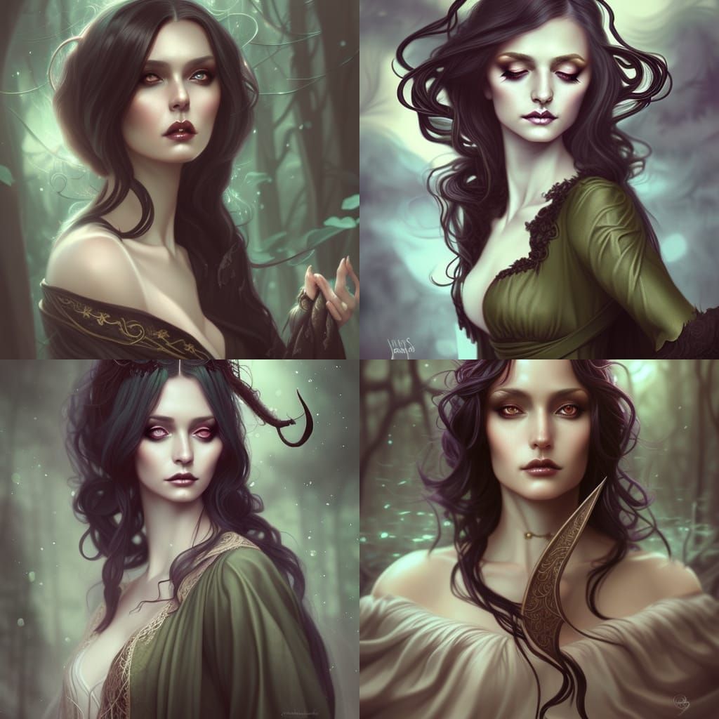Renaissance Witch Digital Portrait in Photorealistic Style
