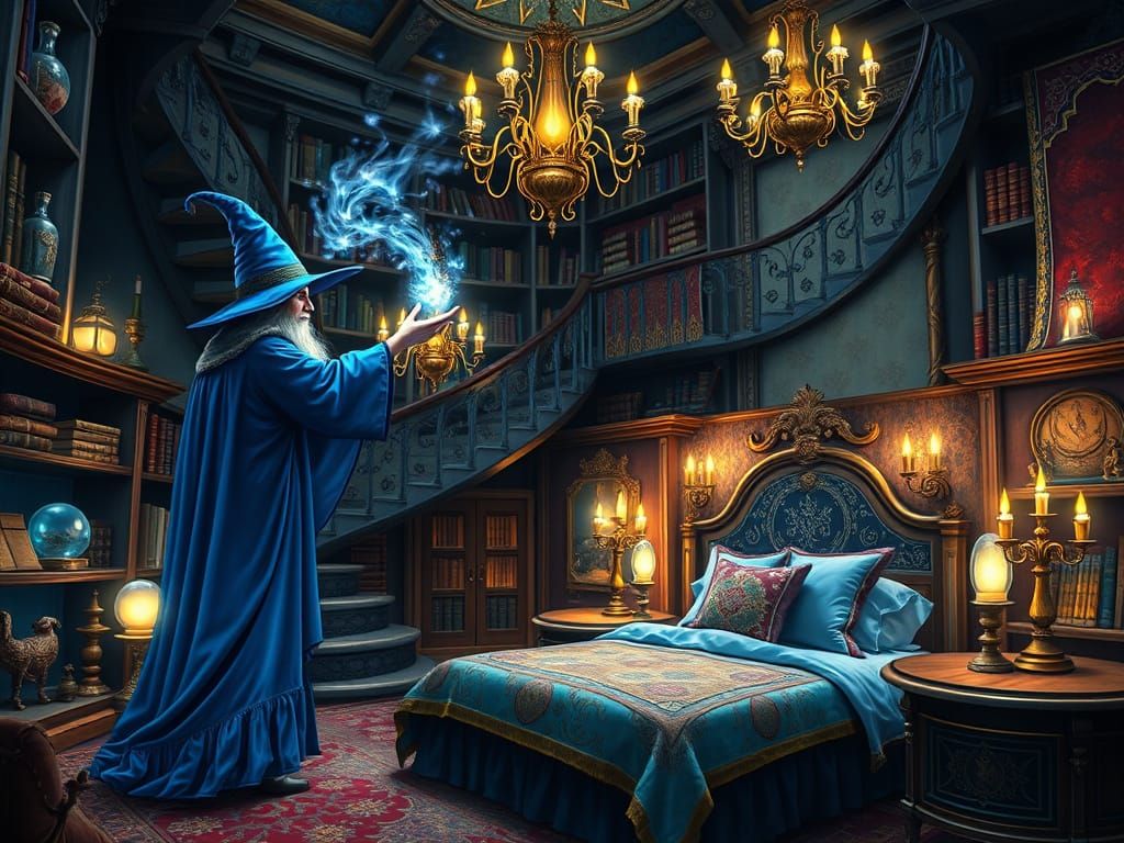 Wizard's Magical Bedroom Gleams with Enchanted Cleaning