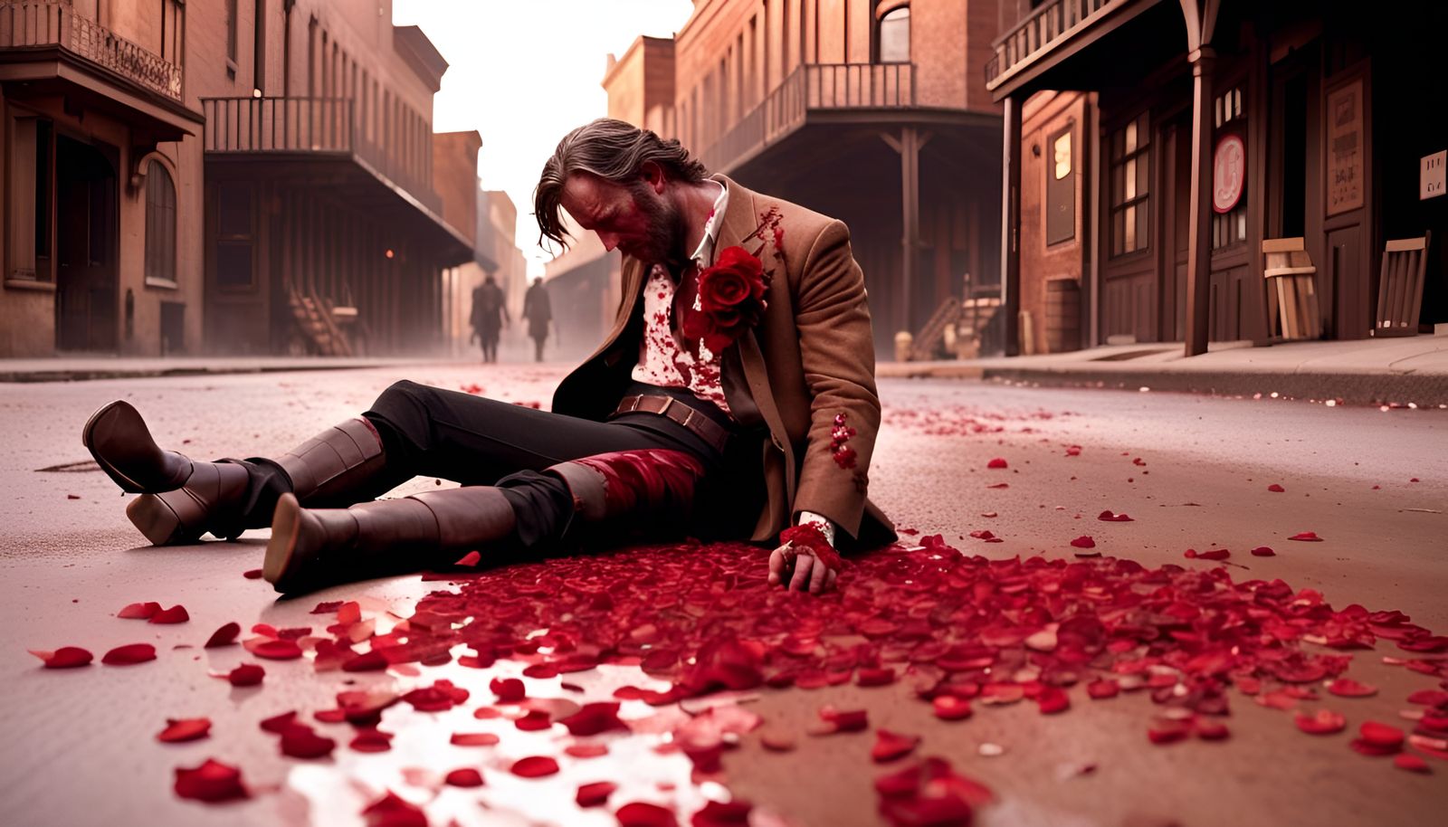 Old West Gunshot Wound Bleeding Roses