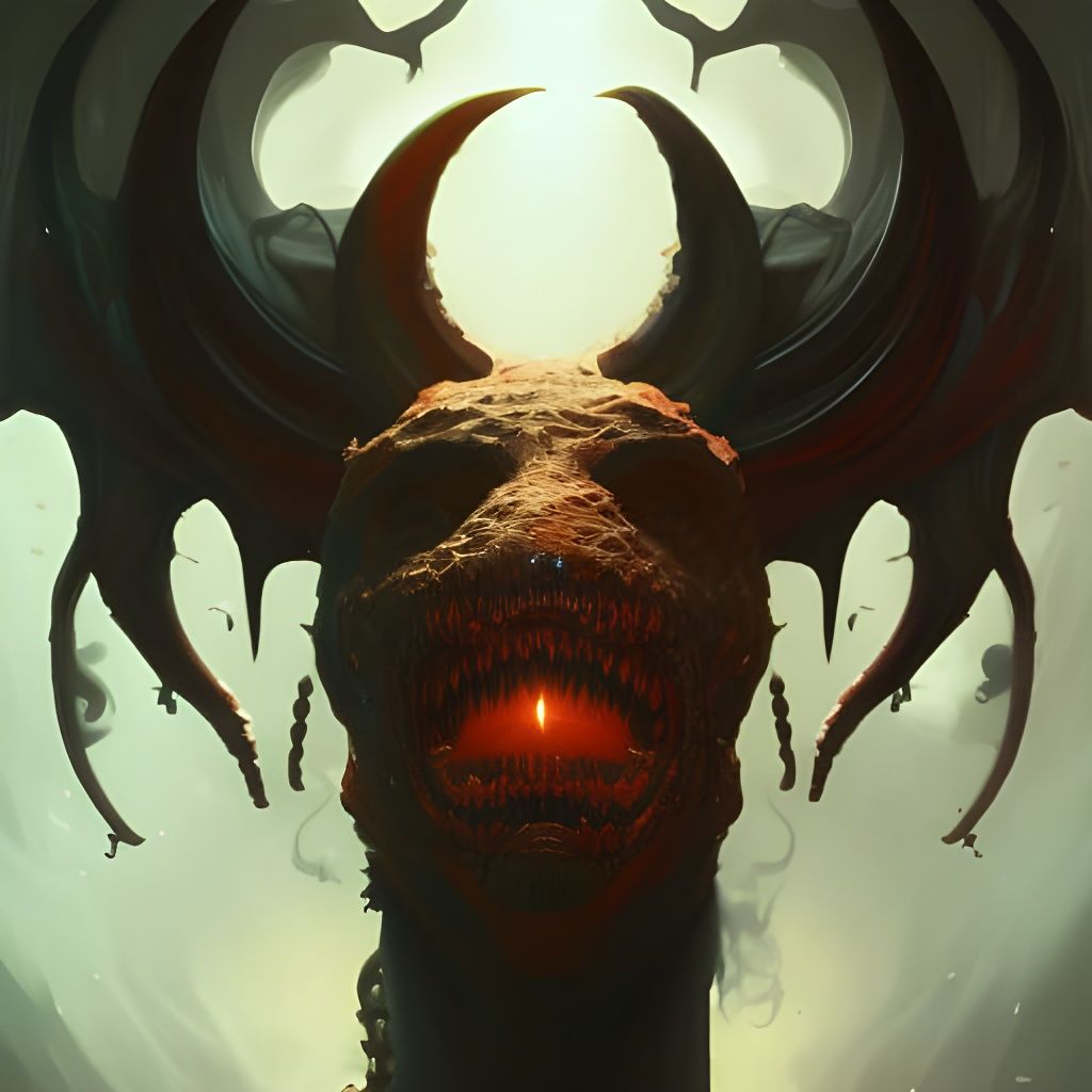 Eldritch Pumpkin Monster Portrait in Hyperdetailed Style