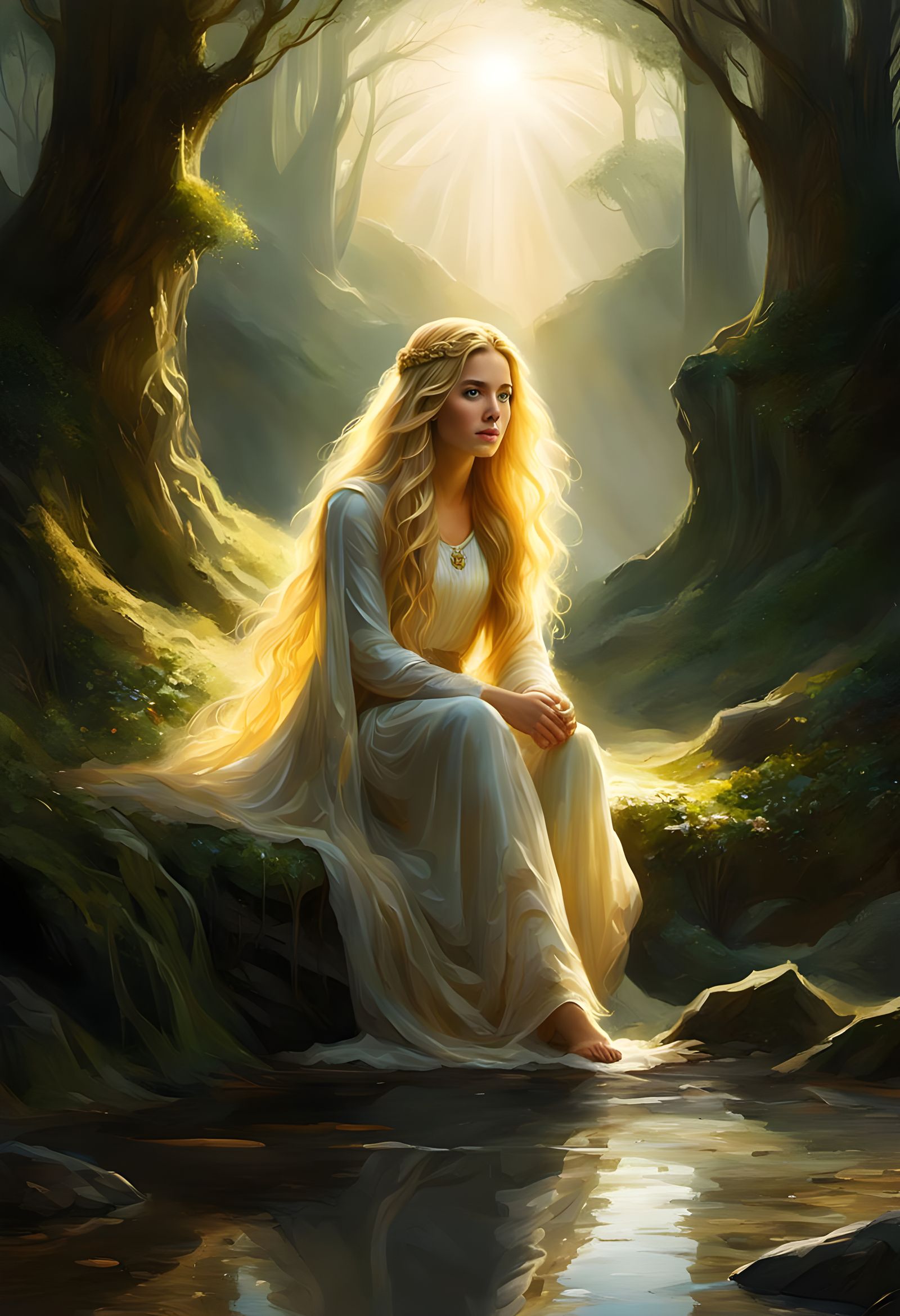Enchanting Portrait of a River Goddess in Fantasy Style