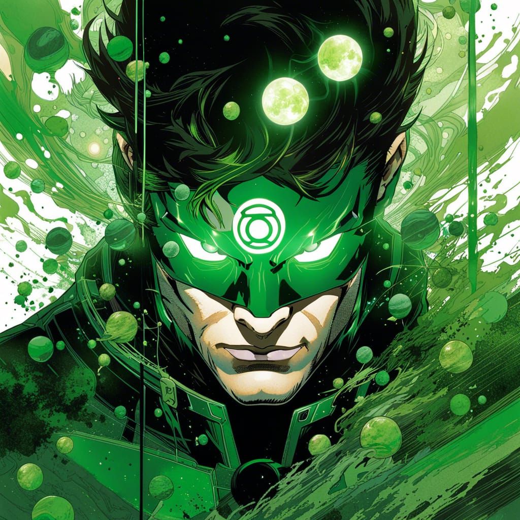 Green Lantern Double Exposure Portrait in Space