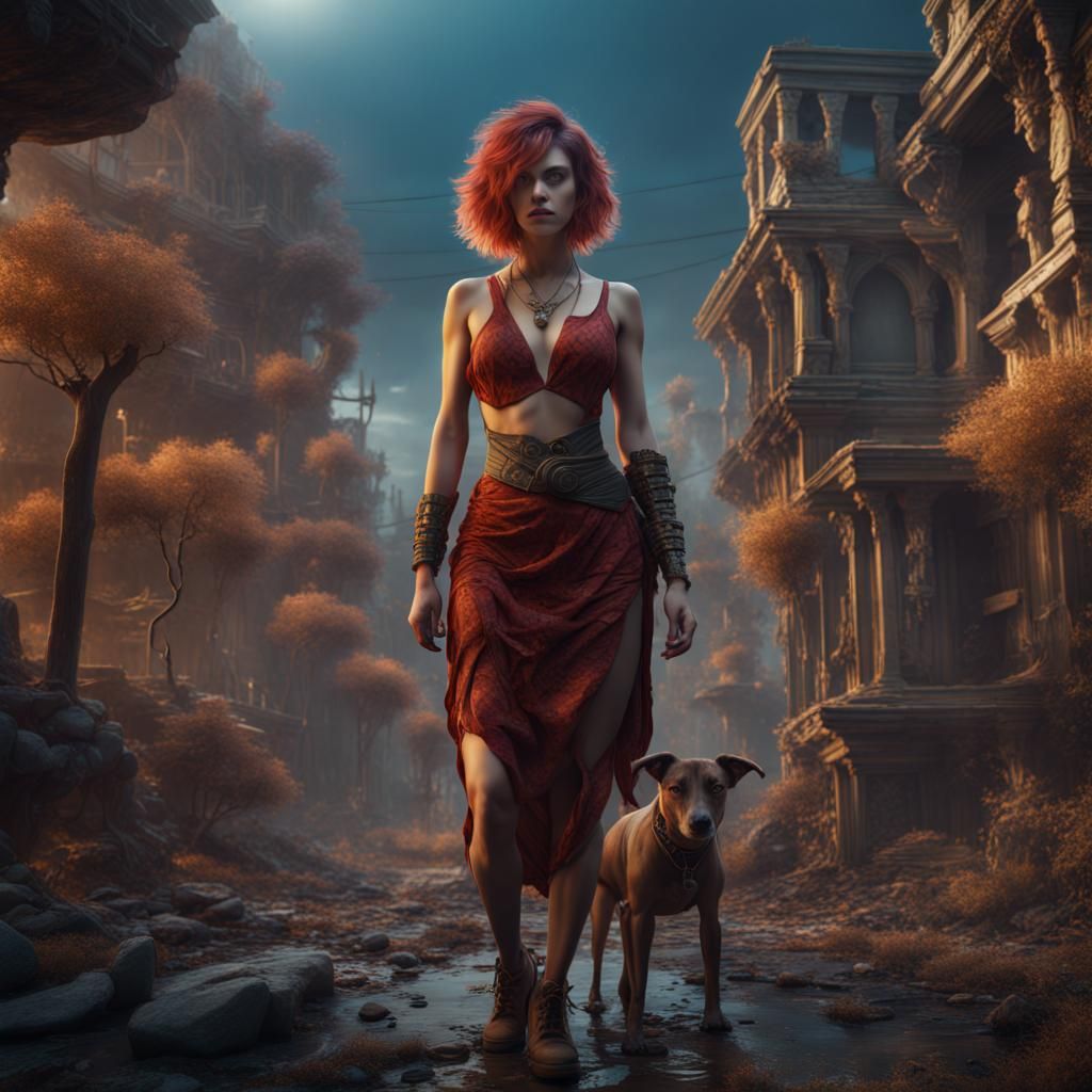 Woman in Erotic Pose: Detailed Fantasy Art