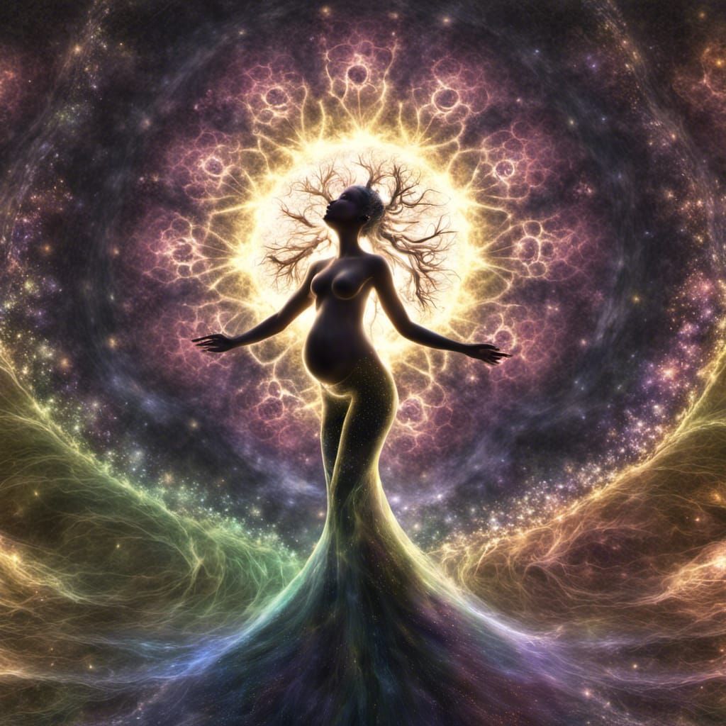 Pregnant Flower Nymph with Singing Spirits