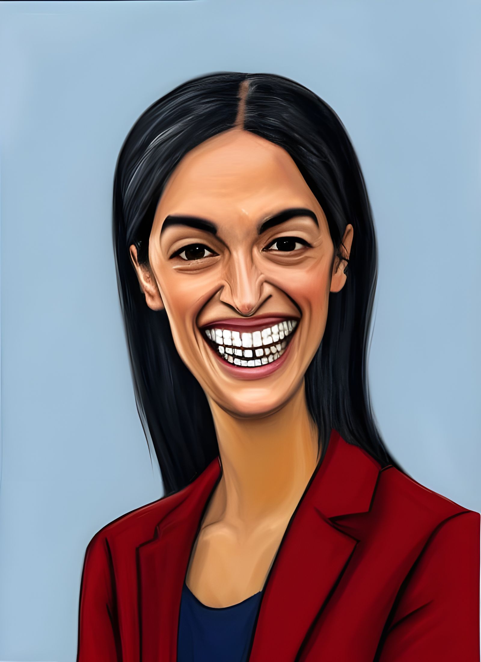 Alexandria Ocasio-Cortez Portrait in Cartoon Style
