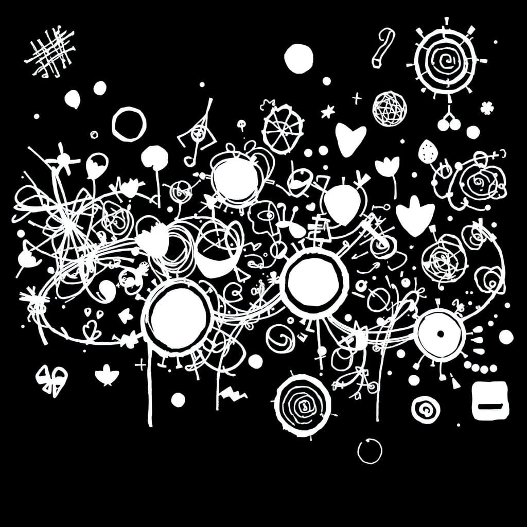 Expressive White Line Art on Black Background