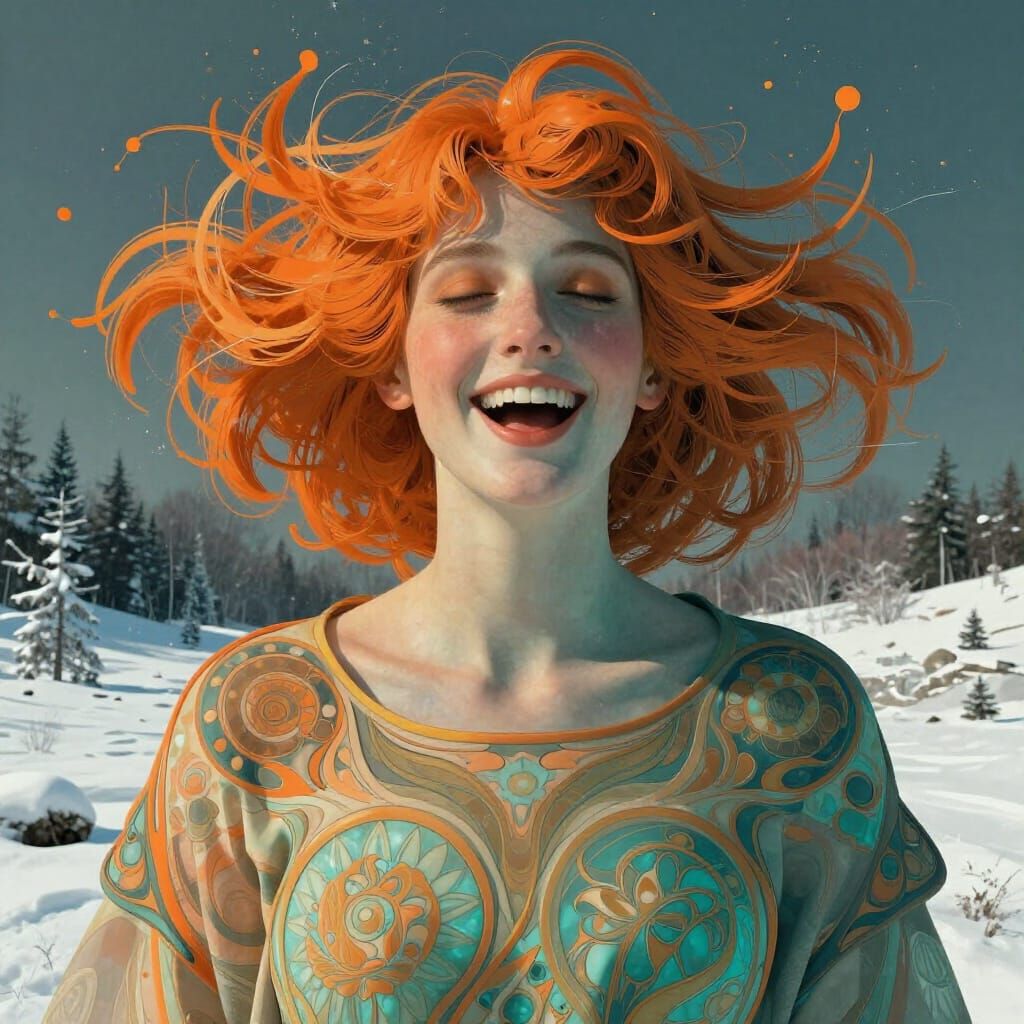 Surreal Happiness in Stark Winter Landscape