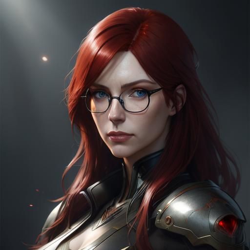 Red Haired Girl Portrait in Hyperdetailed Digital Art