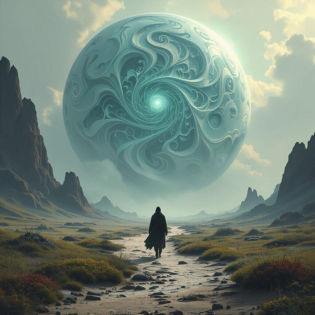 Mystical Path on Phantom Planet in Matte Painting Style