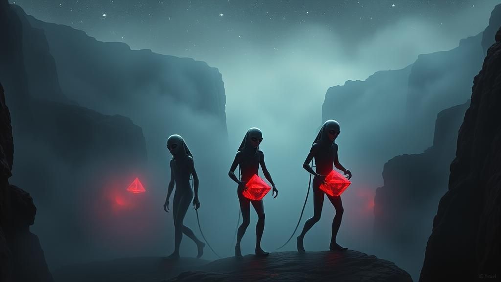 Mystical Aliens with Pyramids in Twilight Canyon