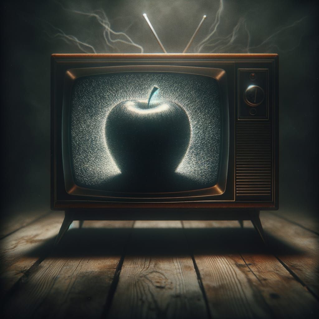 Eerie Old TV Displays Distorted Apple Signal