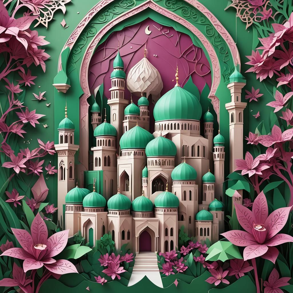 Eid Al-Fitri Masjid Card in 3D Anime Art
