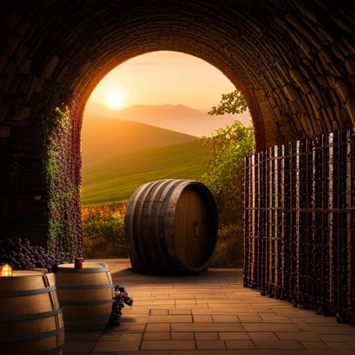 Atmospheric Wine Cellar in Digital Matte Painting