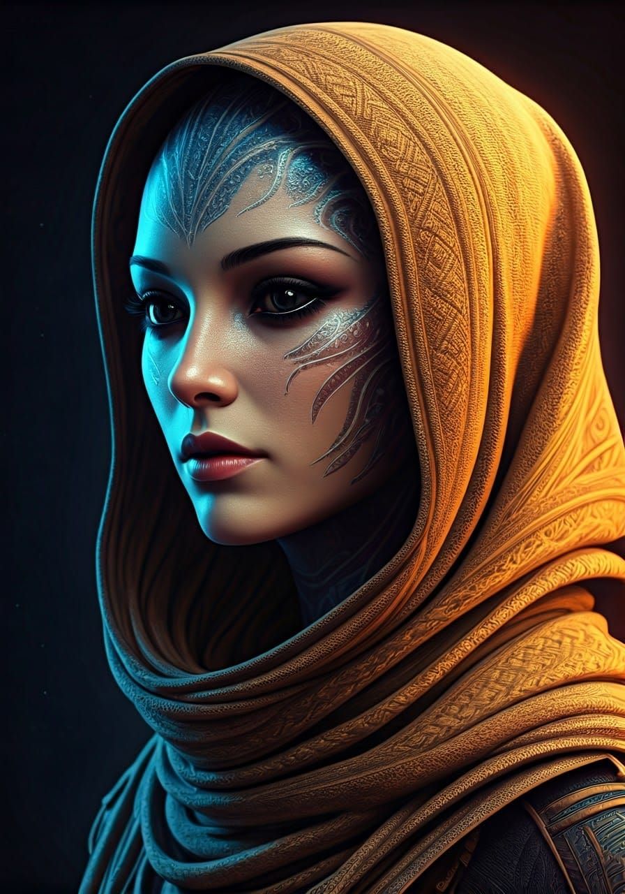 Ethereal Alien Goddess in Profile