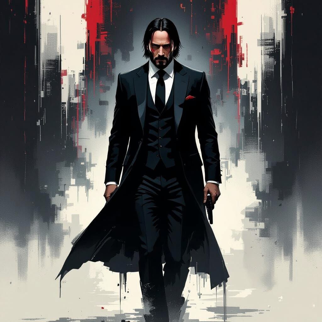 John Wick in Noir-Inspired Cyberpunk Ambiance