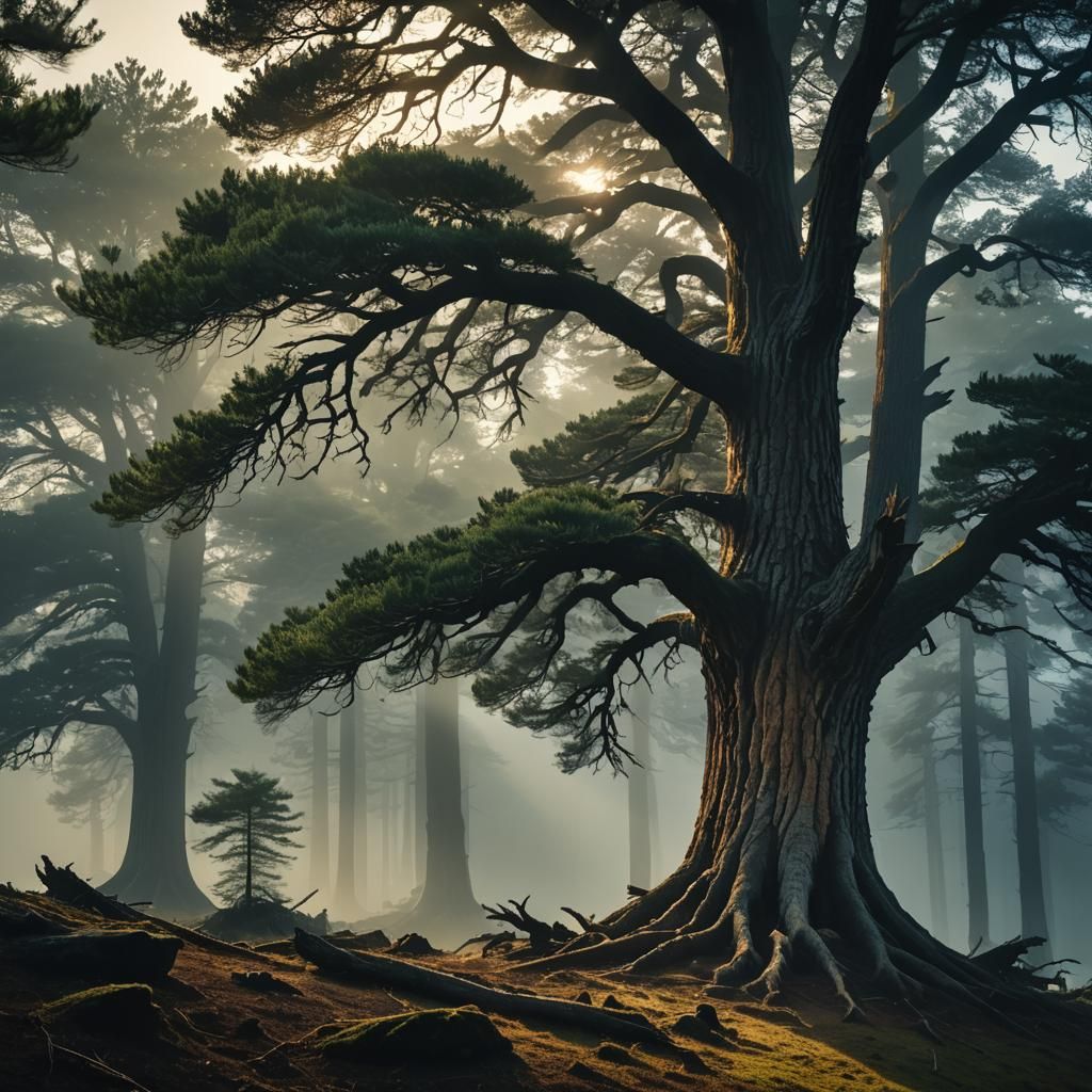 Ancient Tree in Golden Hour Light