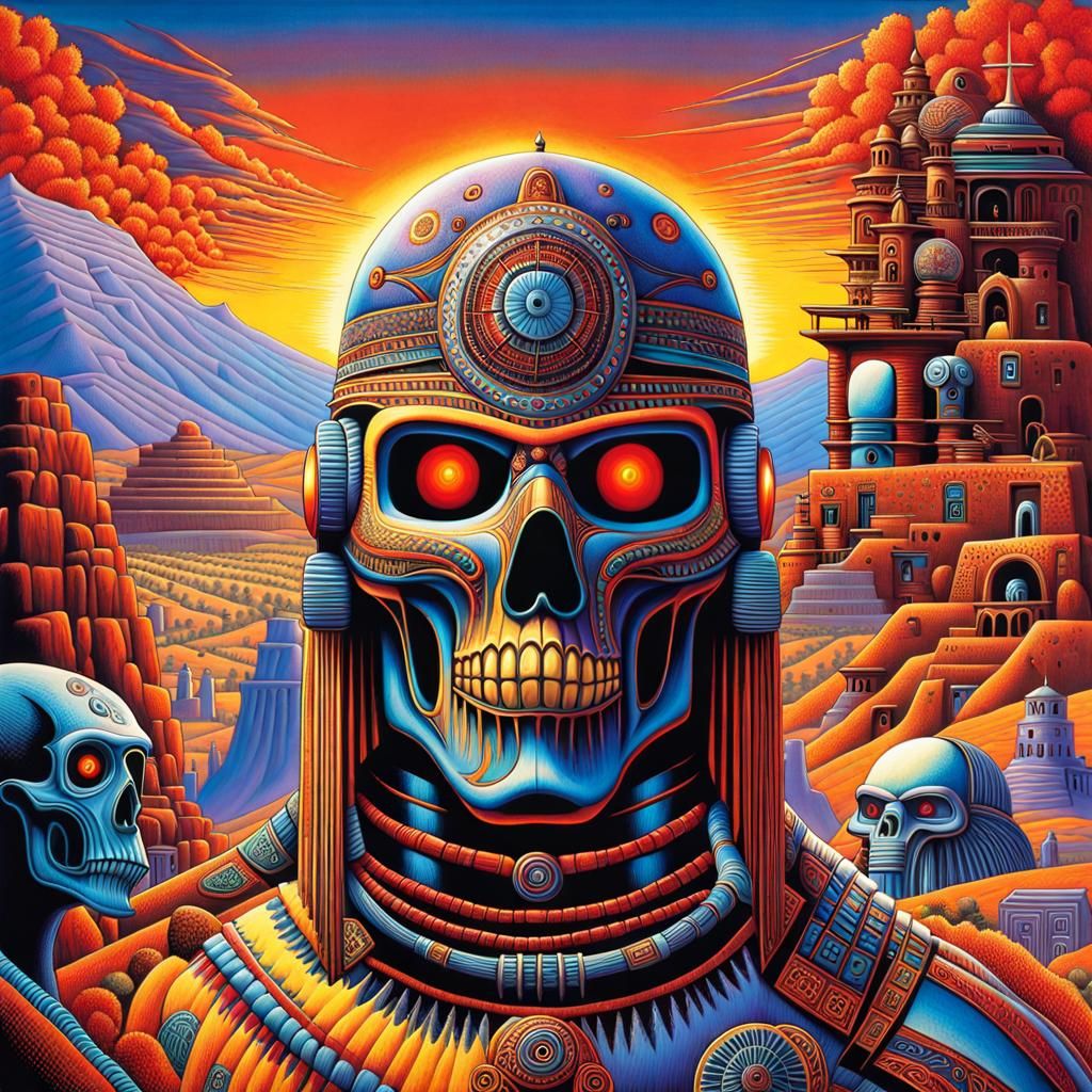 Cyberpunk Portrait in Surreal New Mexico Landscape