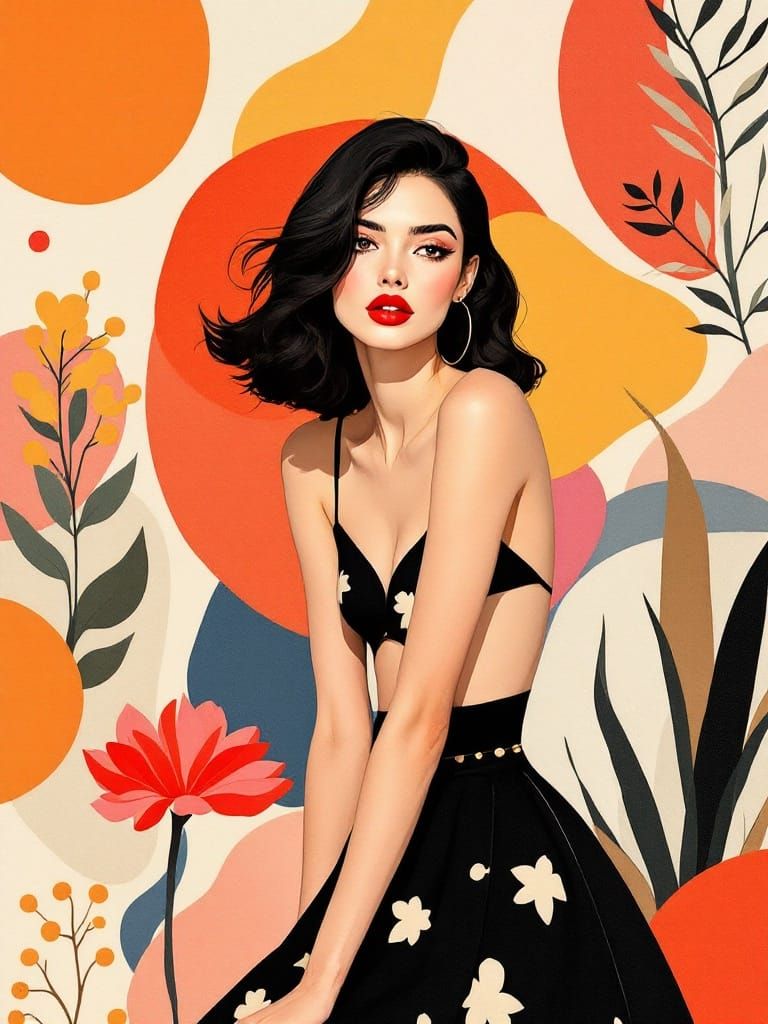 Sensual Beauty in Cut-Paper Collage Style