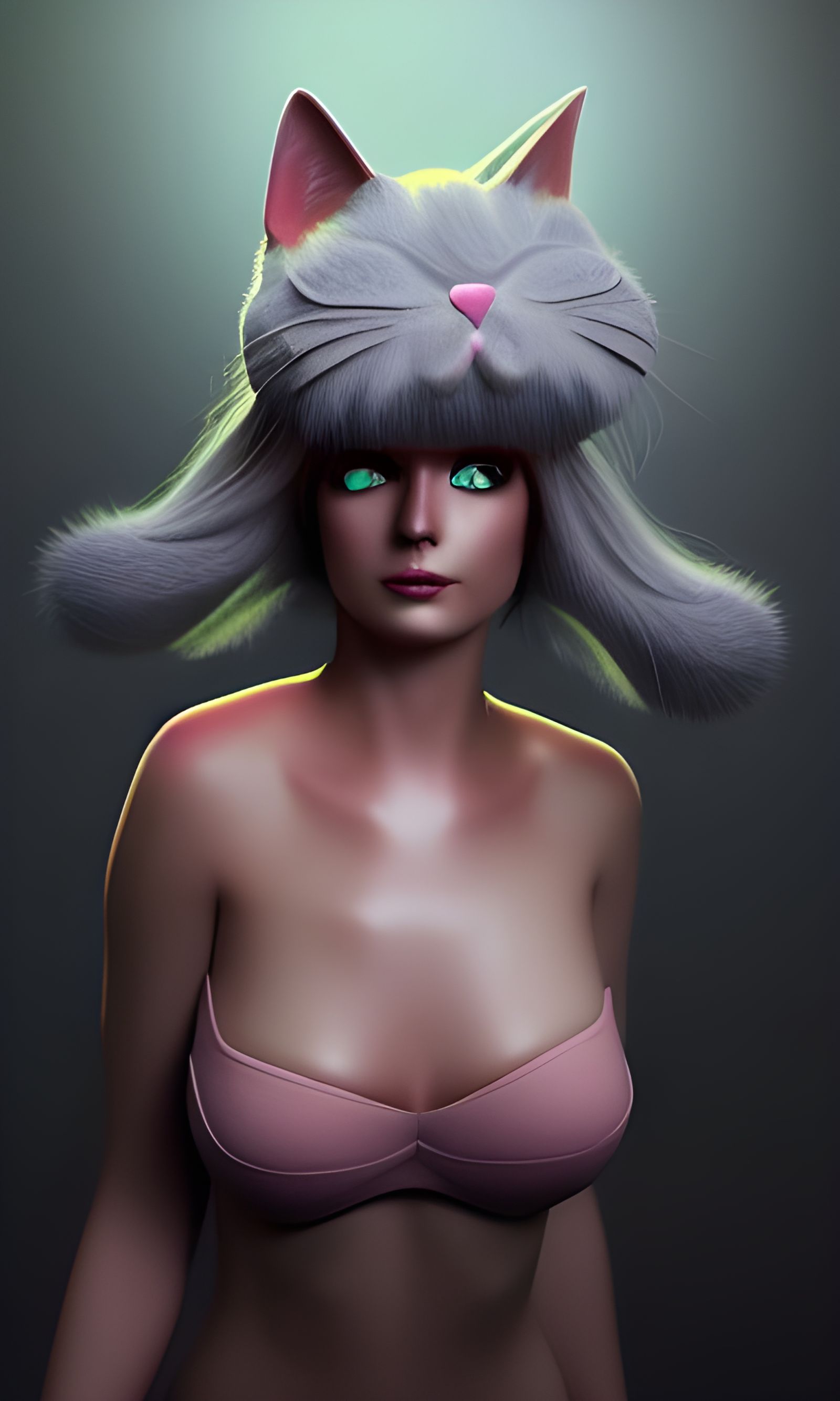 Cell-Shaded Cat Girl Digital Illustration in 4K
