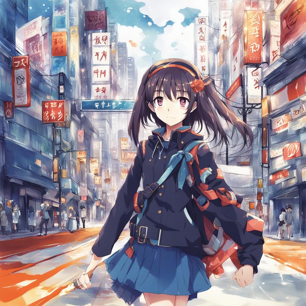 Anime Girl in Key Visual Style