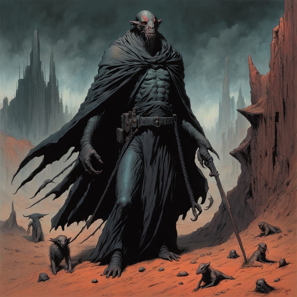 Dark Fantasy Landscape in Oil Painting Style