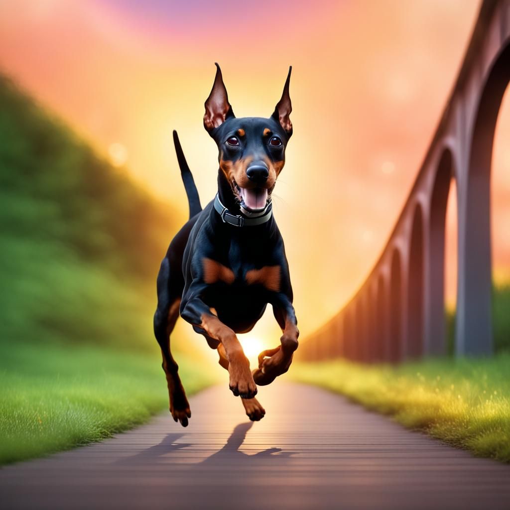 Miniature Doberman Runs Rainbow Bridge to Light