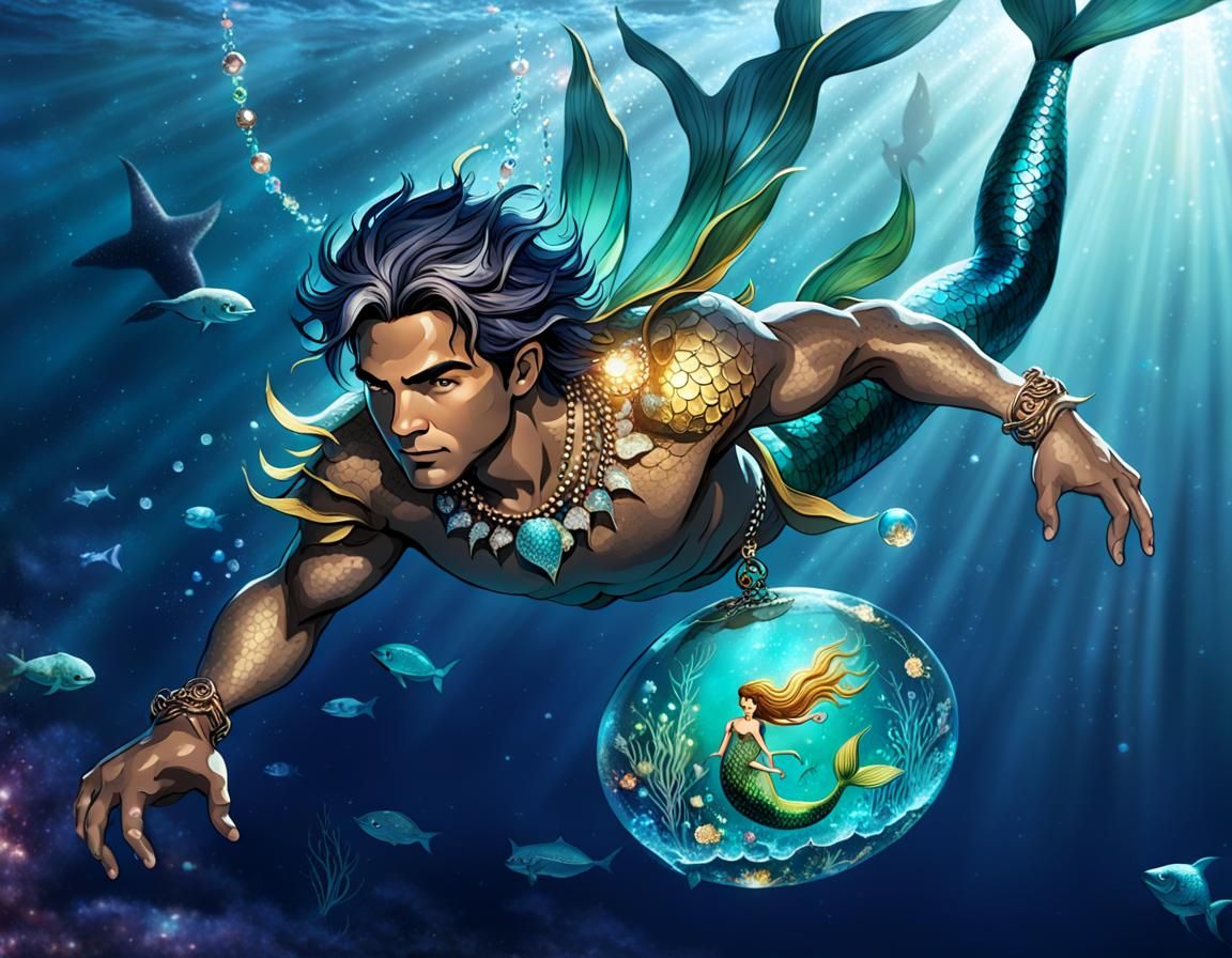 Man's Underwater Transformation into a Merman