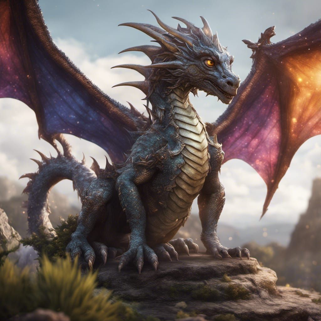 Pearlescent Baby Dragon Matte Painting in 8k