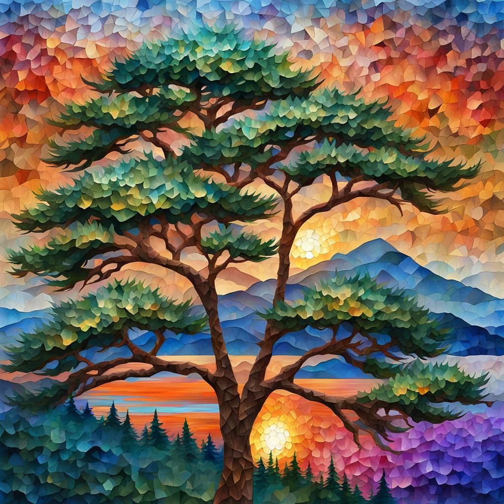 Evergreen tree mountains..