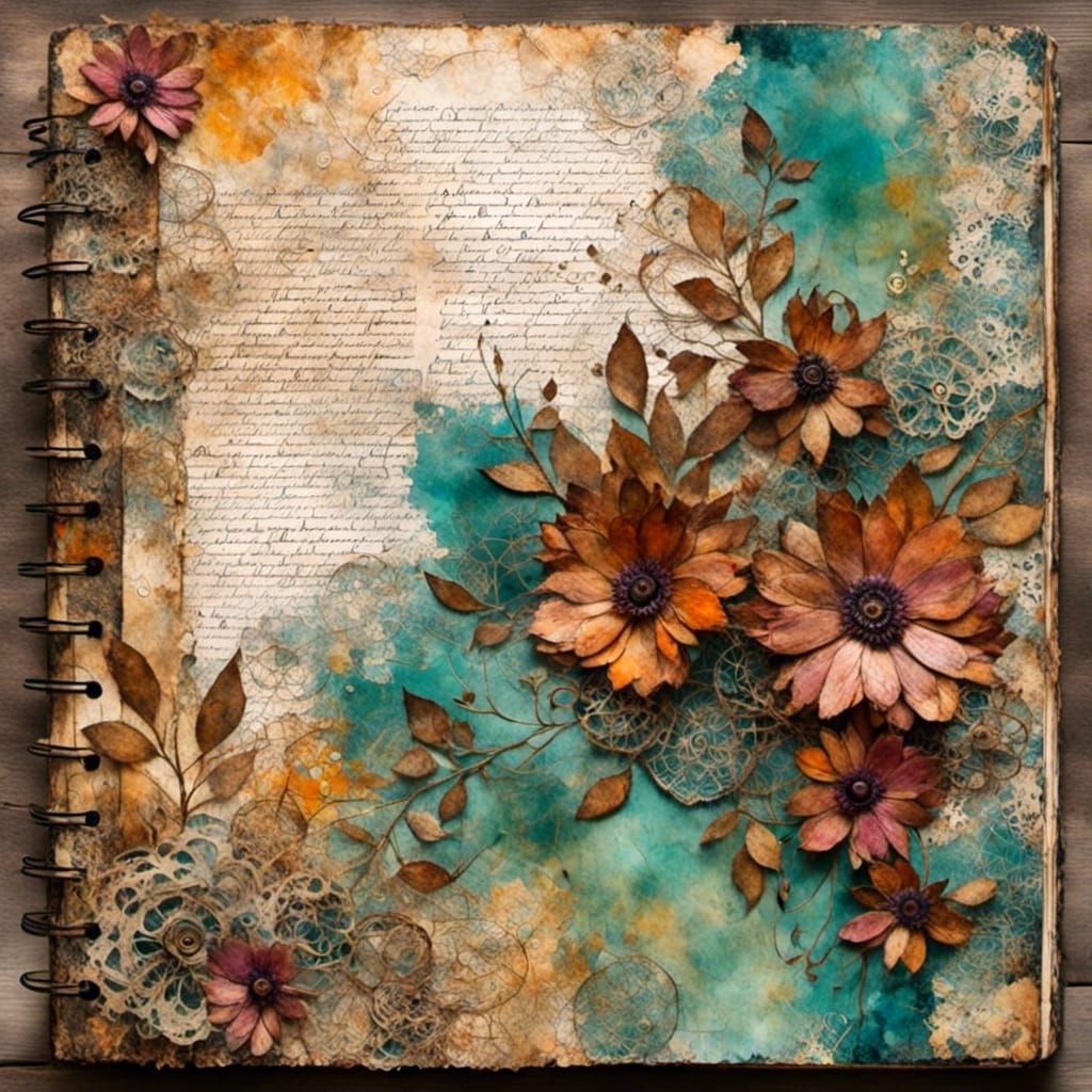 AI Art Journal Page with Text Background