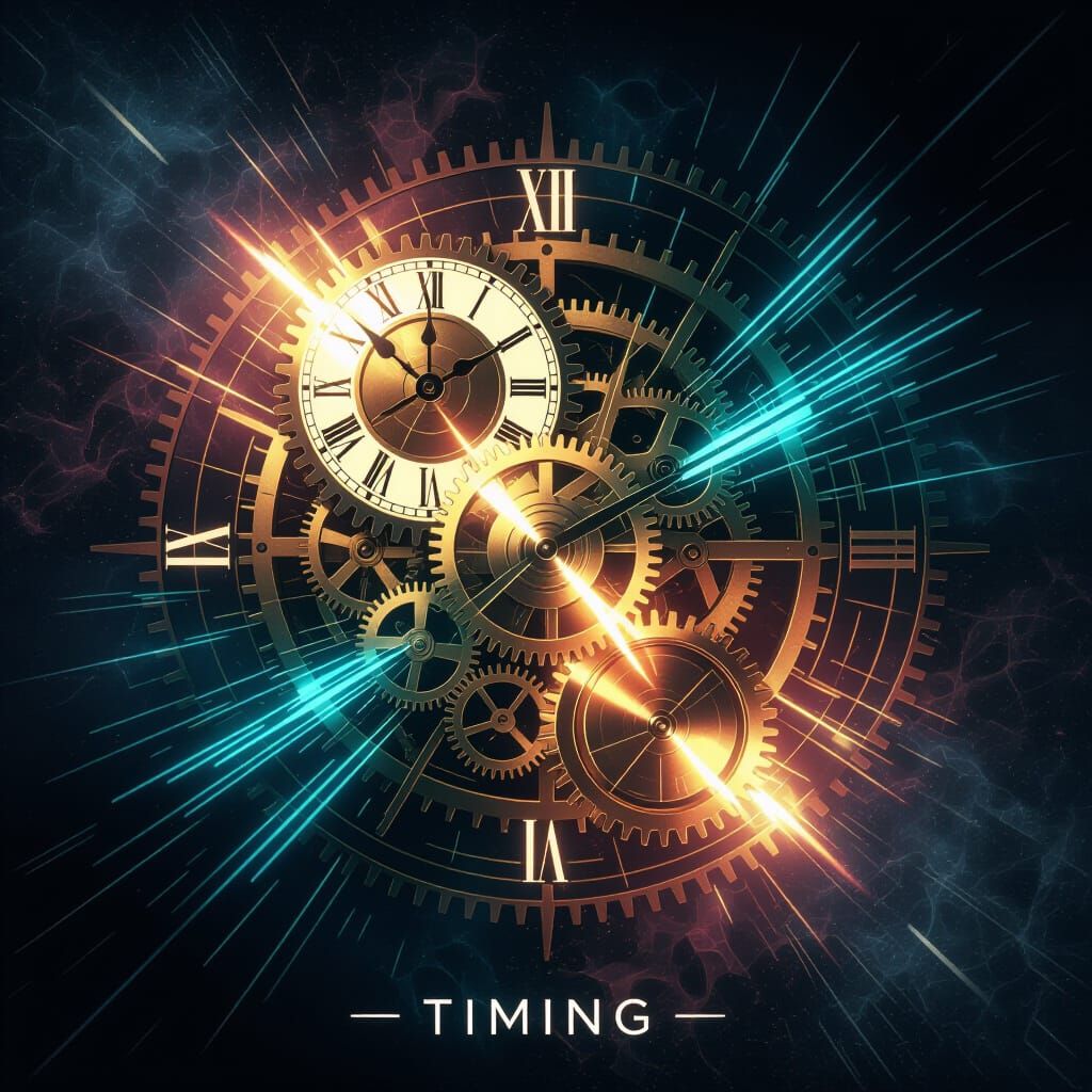 Surreal Clockwork Gears and Light Streaks in Dreamlike Style