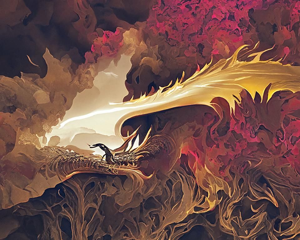 Bronze Dragon Fire Breathing Digital Art