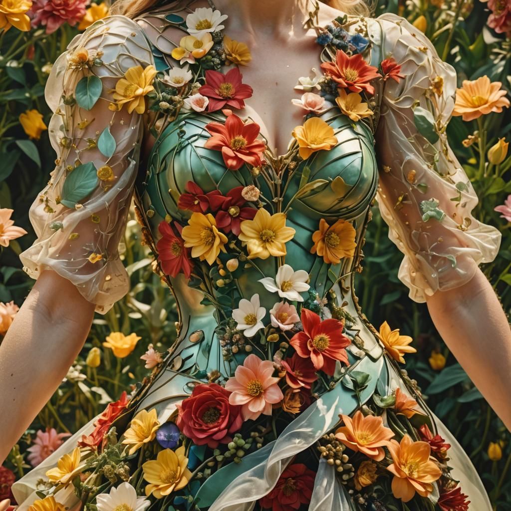 Surreal Flower Dress: A Floral Close-Up in Pastel Colors