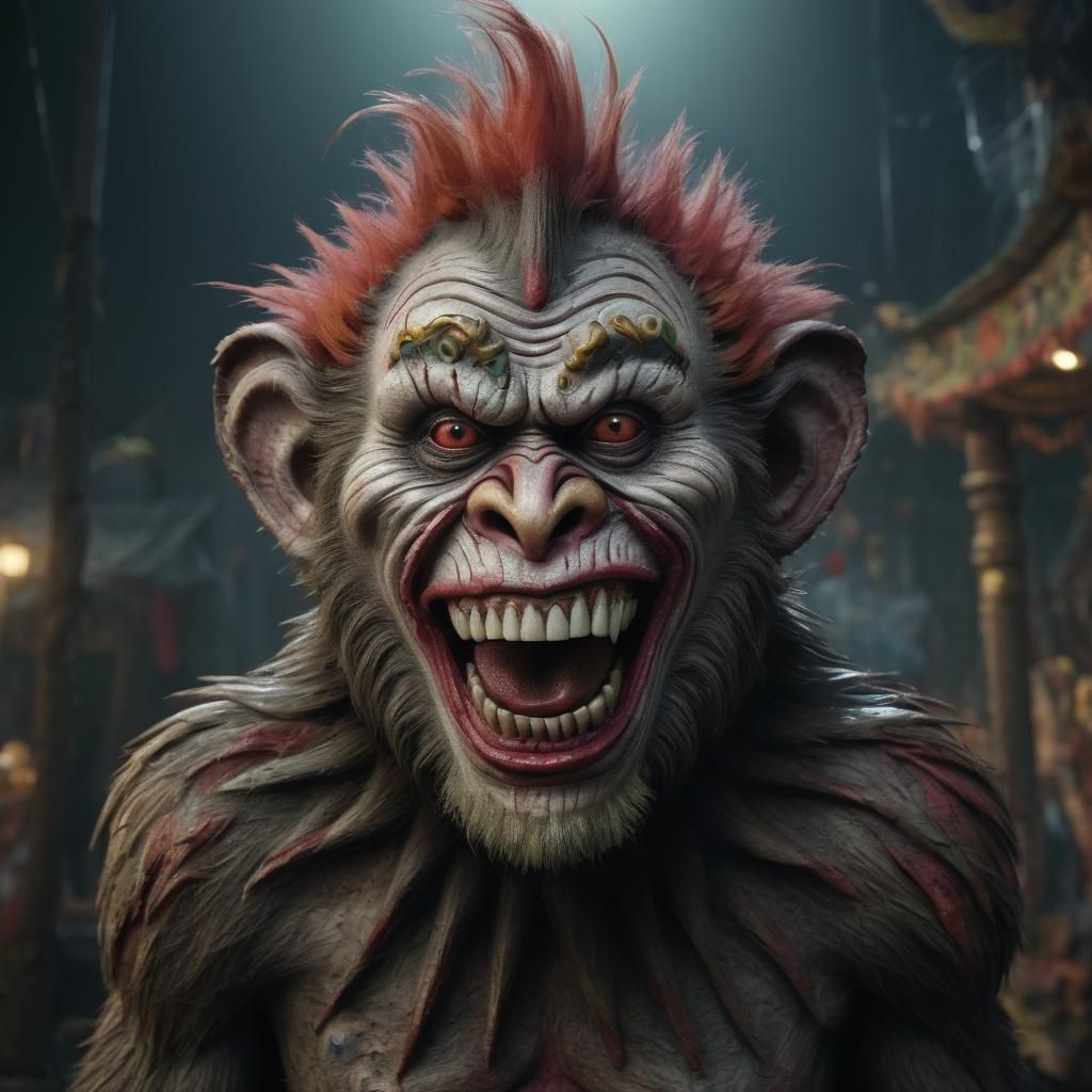 Zombie Monkey Monster Clown Totem Pole