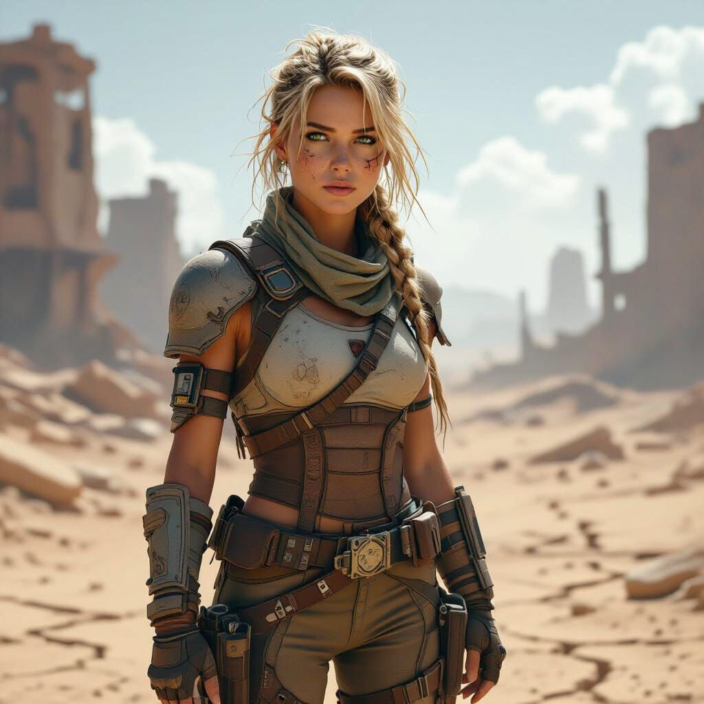 Female Relic Hunter in Post-Apocalyptic Wasteland