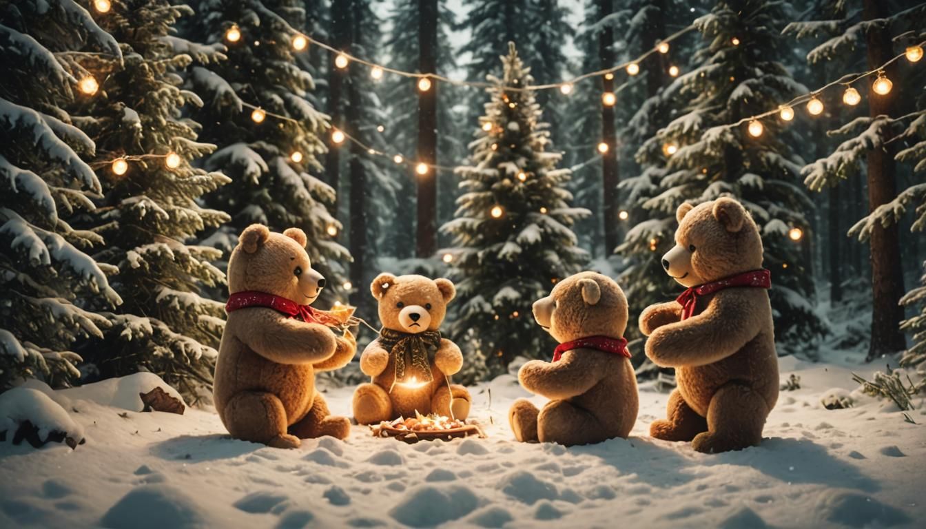 Whimsical Forest Feast in Warm Golden Light